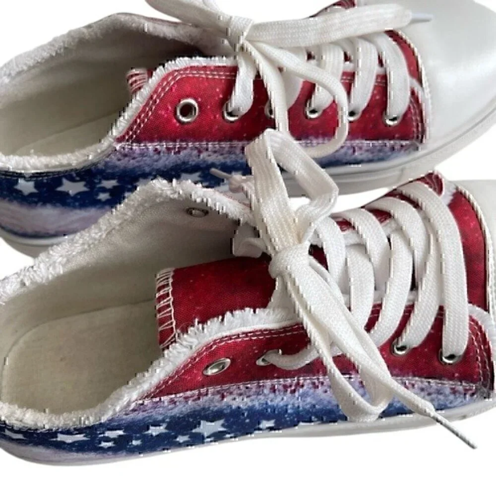Patriotic American Flag Women’s Sneakers | Size 41 EU / 9.5 US | Red White Blue - Picture 4 of 9